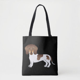 Bolsa Tote Chocolate & Tan Pé Curto Cabelo Dachshund - Preto
