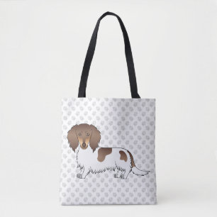 Bolsa Tote Chocolate & Tan Piebald Longa Dachshund & Paws