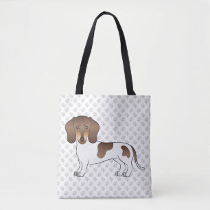 Bolsa Tote Chocolate & Tan Pied Cabelo Curto Dachshund & Paws