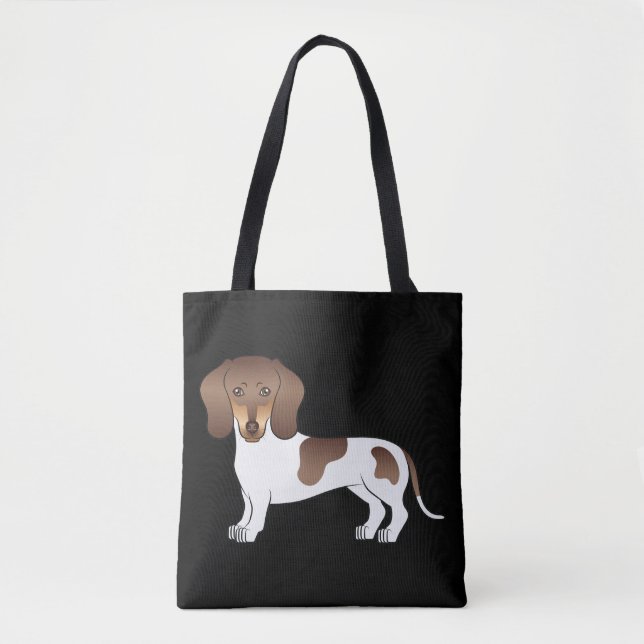 Bolsa Tote Chocolate & Tan Pied Short Hair Dachshund - Preto (Frente)