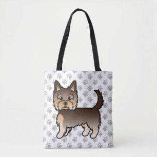 Bolsa Tote Chocolate Yorkshire Terrier Cartoon Dog & Paws
