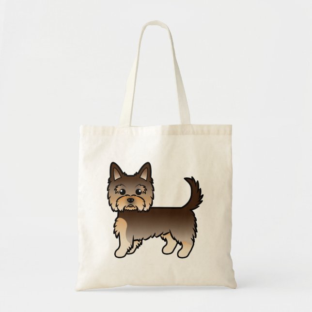 Bolsa Tote Chocolate Yorkshire Terrier Yorkie Cartoon (Frente)