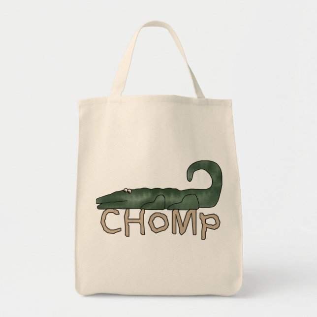 Bolsa Tote Chomp o camiseta e os presentes do jacaré (Frente)