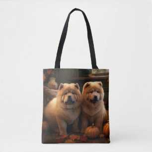 Bolsa Tote Chow Chow Puppy Autumn Delight Pumpkin