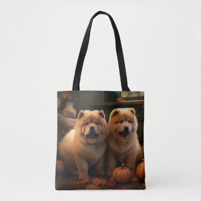 Bolsa Tote Chow Chow Puppy Autumn Delight Pumpkin (Frente)