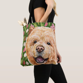 Bolsa Tote Chow-Cute e Padrão-Flor-Tulip