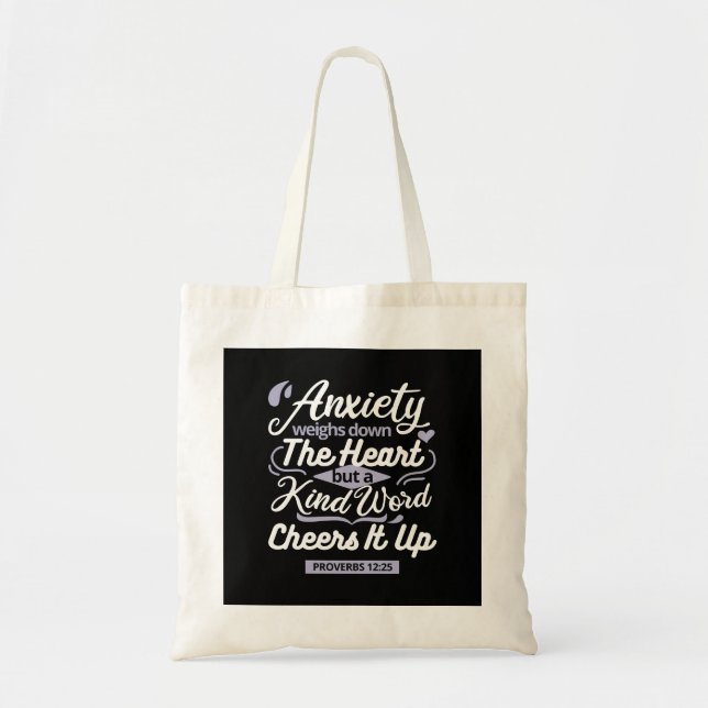Bolsa Tote Christian Encouragement Quote – Anxiety & Kindness (Frente)