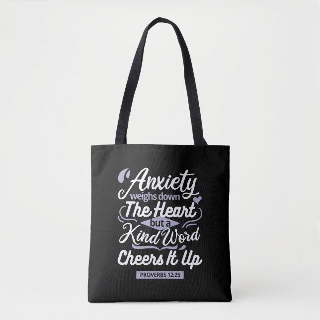 Bolsa Tote Christian Encouragement Quote – Anxiety & Kindness (Frente)