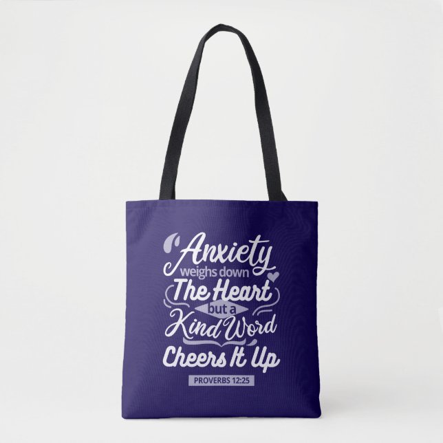 Bolsa Tote Christian Encouragement Quote – Anxiety & Kindness (Frente)
