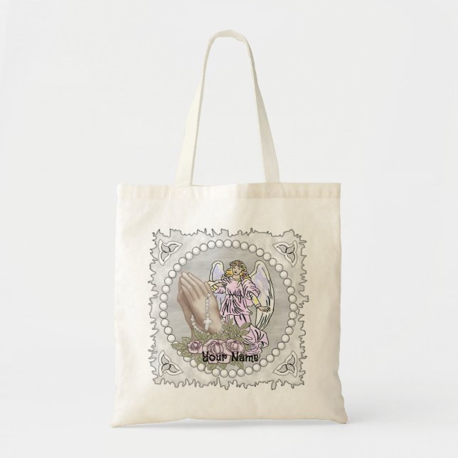 Bolsa Tote Christian Praying Rosary Angel Tote Bag (Frente)