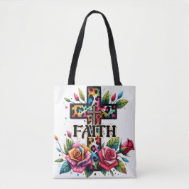 Bolsa Tote Christian Rainbow Faith Cross