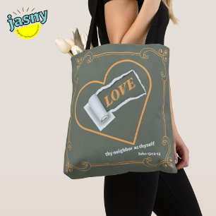 Bolsa Tote Christian Themed Love Seu Vizinho John 15:12-13