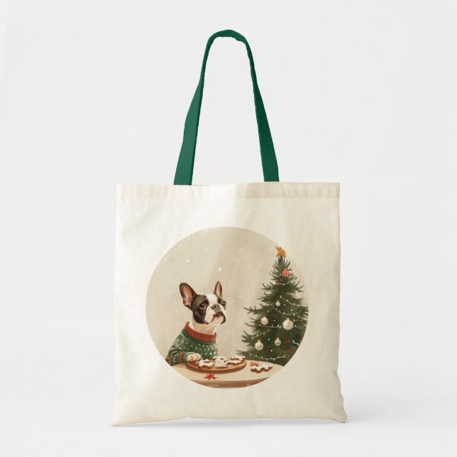 Bolsa Tote Christmas Boston Terrier Dog (Frente)