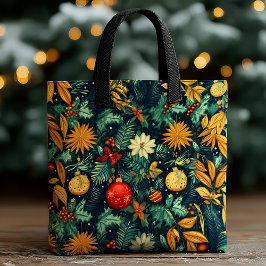 Bolsa Tote Christmas Botanical – Festive Ornaments & Florals