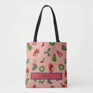 Bolsa Tote Christmas Drawing I Custom Name 