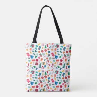 Bolsa Tote Christmas motif pattern in bright colours