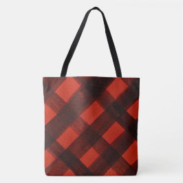 Bolsa Tote Christmas Painted Red Black Plaid Tartan Holiday