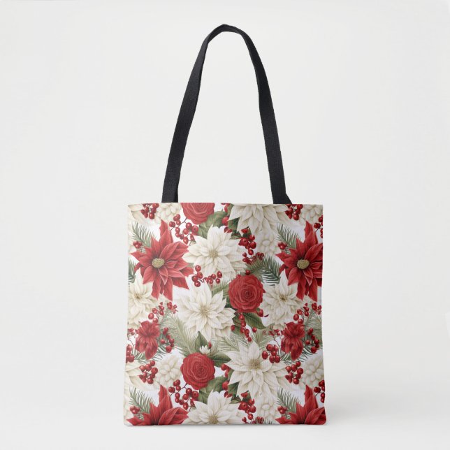 Bolsa Tote Christmas Poinsettia – Holiday Floral Design (Frente)