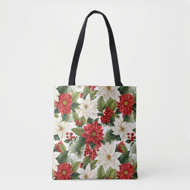 Bolsa Tote Christmas Poinsettia – Holiday Floral Design (Frente)
