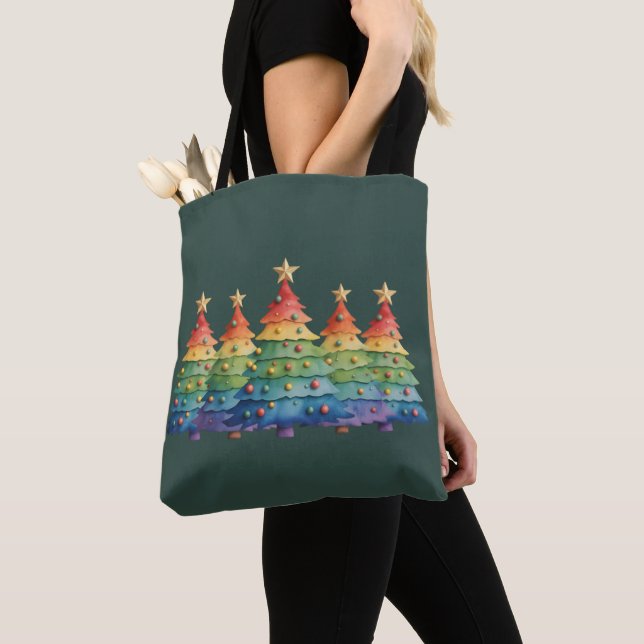 Bolsa Tote Christmas Pride Rainbow LGBTQ Equal Rights Gay  (Close Up)