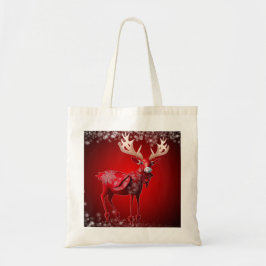 Bolsa Tote Christmas Red Reindeer Snowflakes Winter Holidays