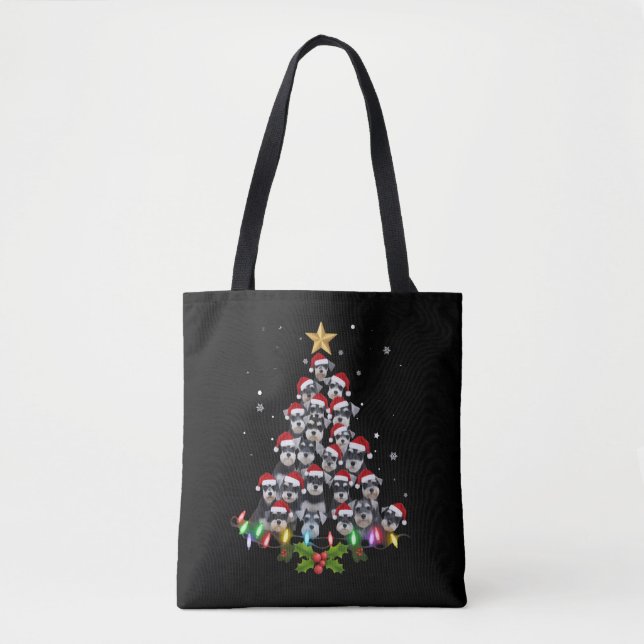 Bolsa Tote Christmas Schnauzer Dog Tree Xmas Pet Animal (Frente)