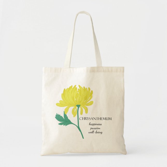 Bolsa Tote Chrysanthemum Novembro Bag Flor Mês do Nascimento (Frente)