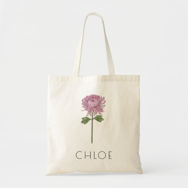 Bolsa Tote CHRYSANTHEMUM Novembro Nascimento Flor Nome Person (Frente)