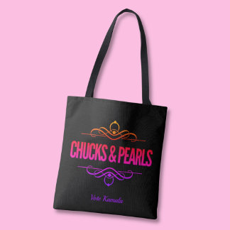 Bolsa Tote Chucks & Pearls Vote Kamala Black