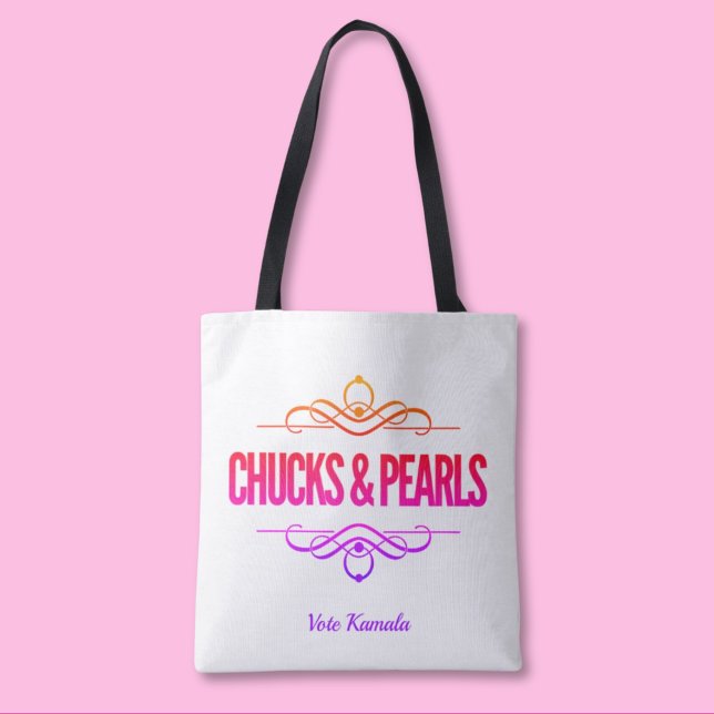 Bolsa Tote Chucks & Pearls Vote Kamala Black (Criador carregado)