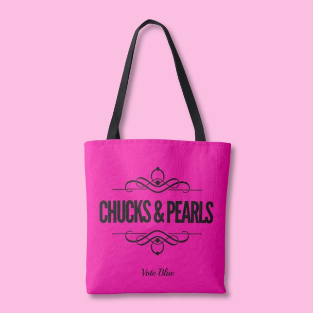 Bolsa Tote Chucks & Pearls Vote Kamala Quente Rosa Toalha (Criador carregado)