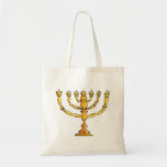 Bolsa Tote Church Menorah<br><div class="desc">Uma igreja menorah em ouro com muitas velas. Este design parece realmente eficaz nesta Tote Bag</div>