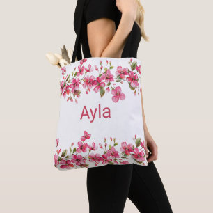 Bolsa Tote Chuva de bebedeira de noiva flora rosa brilhante a