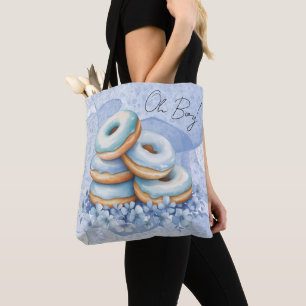 Bolsa Tote Chuva de Donuts Azuis Oh Boy Baby Shower