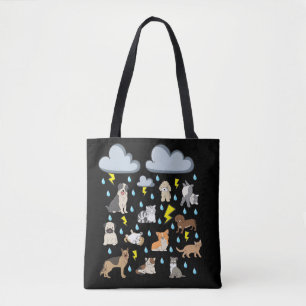 Bolsa Tote Chuva de Gatos e Cachorros Idioma Inglês Divertido