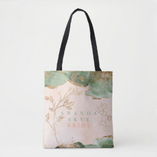 Bolsa Tote Chuva de Noiva Abstrata Moderna de Eucalipto Musgo