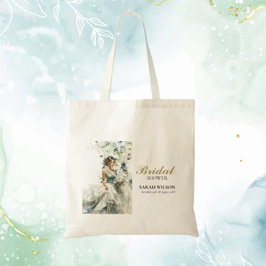 Bolsa Tote Chuva de Noiva em Verde de Eucalipto Azul Empoeira