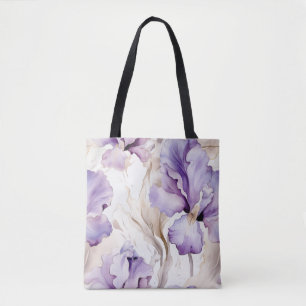 Bolsa Tote Chuva de Noiva Floral Íris Creme Roxo Romântica