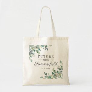 Bolsa Tote Chuva de Noiva Future Mrs Eucalipto Script