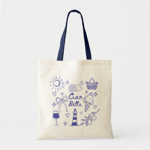 Bolsa Tote Ciao Bella Azul Coquette Laço Verão Italiano