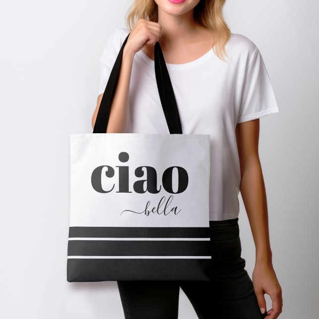 Bolsa Tote Ciao Bella Hello Linda Tipografia Moderna (Criador carregado)