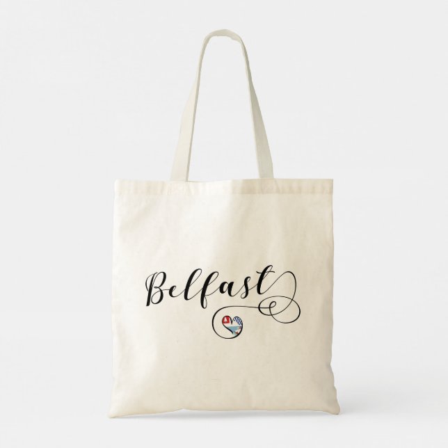 Bolsa Tote Cidade de Belfast Flag em Coração (Verso)