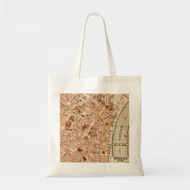 Bolsa Tote Cidade de Bordéus França Mapa Antigo (Frente)