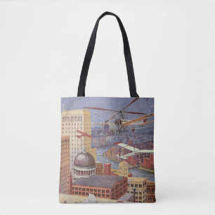 Bolsa Tote Cidade de ficção científica vintage, steampunk vit
