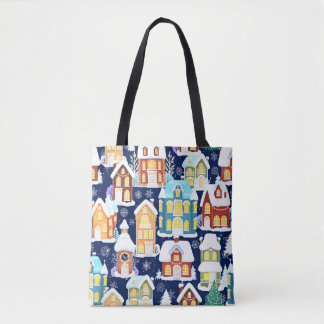 Bolsa Tote Cidade de inverno Vitoriana: Padrão de Natal