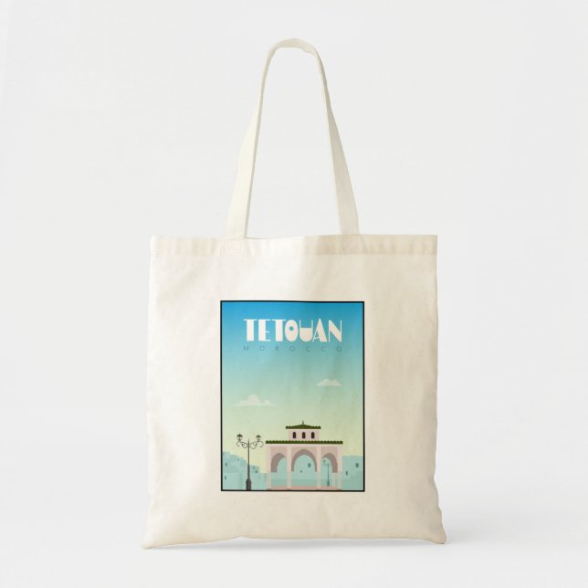 Bolsa Tote Cidade de Tetouan, poster de viagens de Marrocos (Frente)
