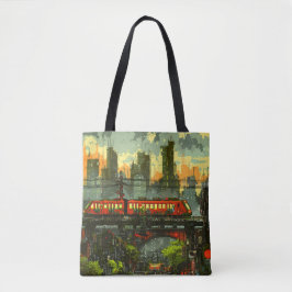 Bolsa Tote Cidade distópica de 8 bits