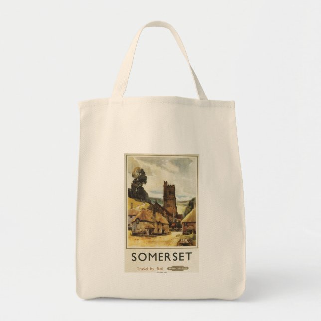 Bolsa Tote Cidade Histórica da Vila - Poster da ferrovia brit (Frente)