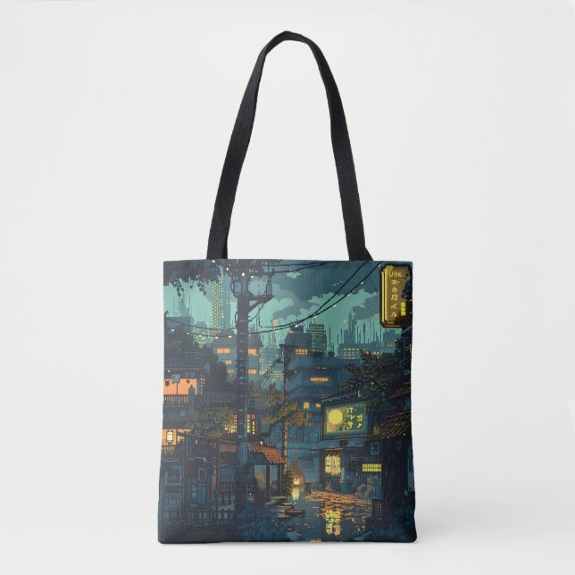 Bolsa Tote Cidade silenciosa de 8 bits (Frente)