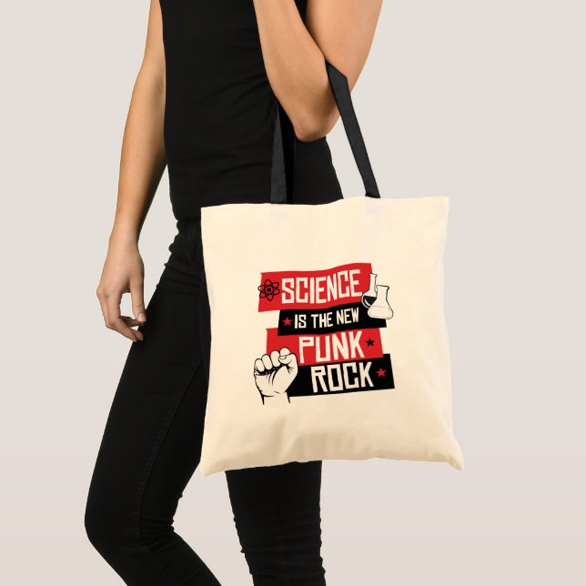 BOLSA TOTE CIÊNCIA É A NOVA ROCHA DE PUNK (Frente (produto))
